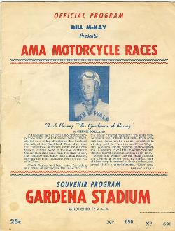 Chuck Basney Bio in a 1955 Gardena Stadium Program