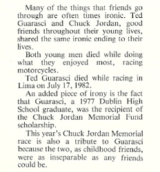 Ted Guarasci Memorial Listing in the 1982 Chuck Jordan Memorial Program